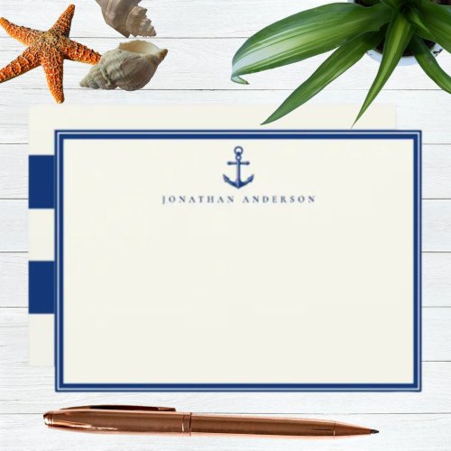 Nautical Navy Anchor Custom Note Card