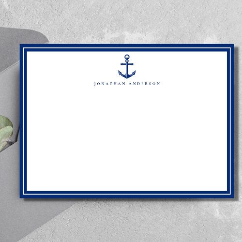Nautical Navy Anchor Custom Note Card