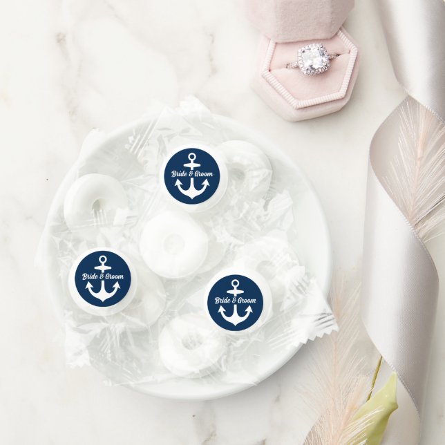 Nautical Navy Anchor Custom Wedding Monogram Life Saver® Mints (Wedding)
