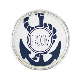Nautical Navy Anchor Groom Pin