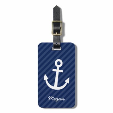 Nautical Navy Anchor Luggage Tag Nautical Navy Anchor Luggage Tag