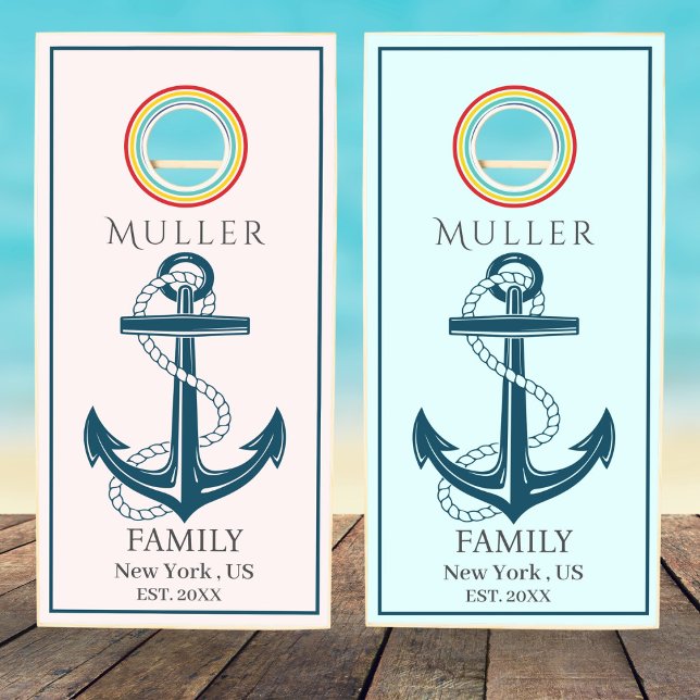 Nautical Navy Anchor Monogram Cornhole Set (Creator Uploaded)