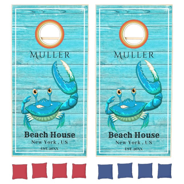 Nautical Navy Anchor Monogram Cornhole Set (Set)