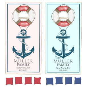 Nautical Navy Anchor Monogram Cornhole Set