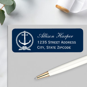Nautical Navy Anchor Monogram Wedding Address Label