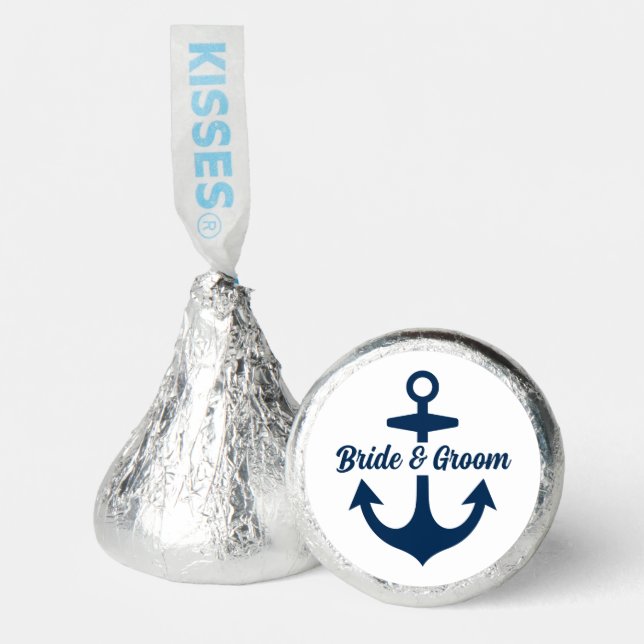 Nautical Navy Anchor Monogram Wedding Hershey®'s Kisses® (Front)