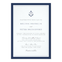 Nautical Navy Anchor Monogram Wedding Invitation