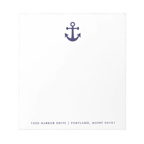 Nautical Navy Anchor on White Notepad