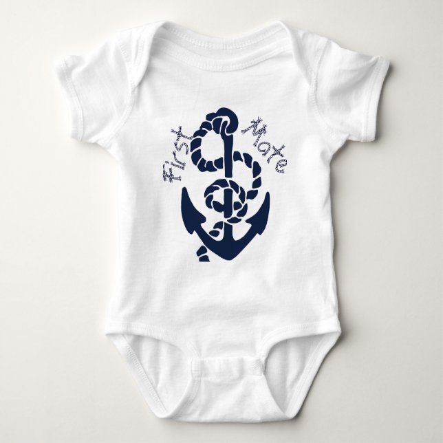 Nautical Navy Anchor Pattern Baby Bodysuit (Front)