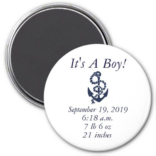 Nautical Navy Anchor Pattern Birth Announcements Magnet