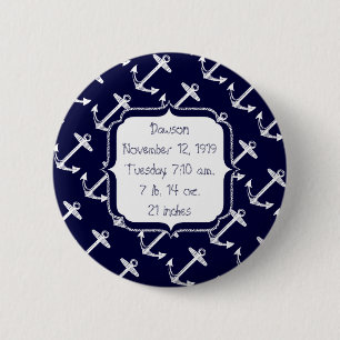 Nautical Navy Anchor Pattern Button