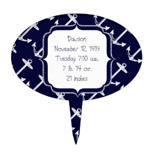 Nautical Navy Anchor Pattern Cake Topper