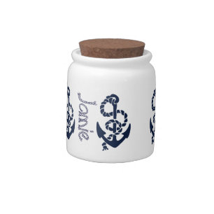 Nautical Navy Anchor Pattern Candy Jar