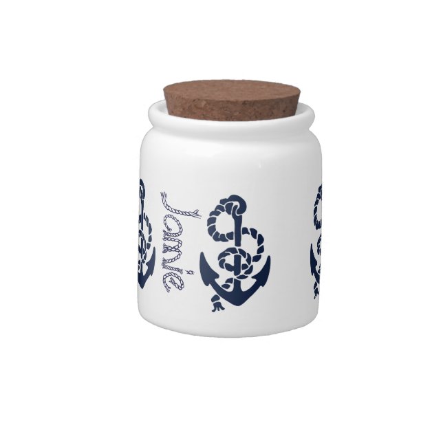 Nautical Navy Anchor Pattern Candy Jar (Left)