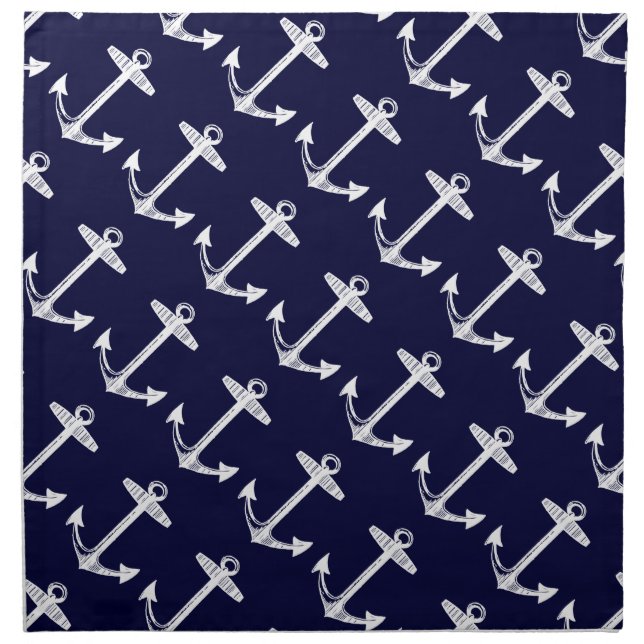 Nautical Navy Anchor Pattern Cloth Napkin (Front)