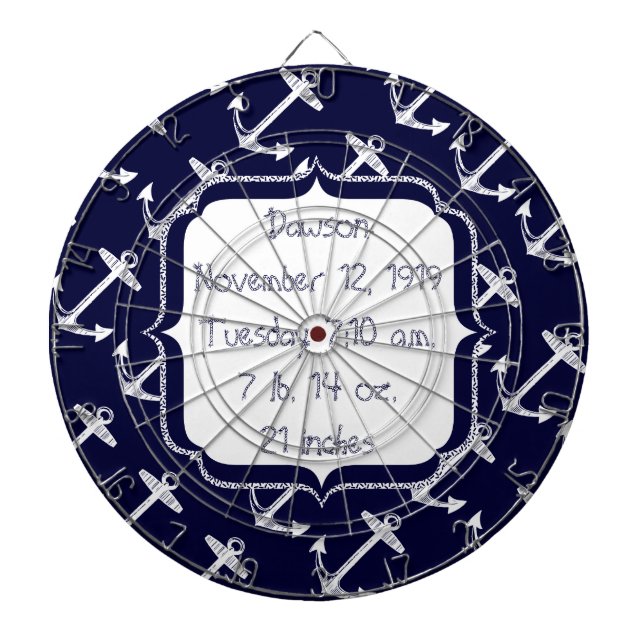 Nautical Navy Anchor Pattern Dartboard (Front)