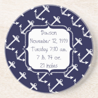 Nautical Navy Anchor Pattern Drink Coaster