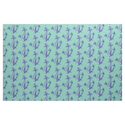 Nautical Navy Anchor pattern Fabric