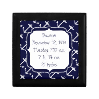 Nautical Navy Anchor Pattern Keepsake Box