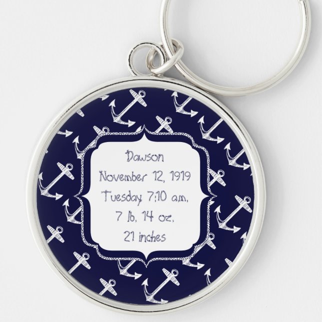 Nautical Navy Anchor Pattern Keychain (Front)