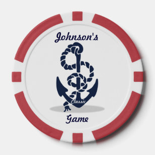 Nautical Navy Anchor Pattern Poker Chips