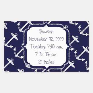 Nautical Navy Anchor Pattern Rectangular Sticker