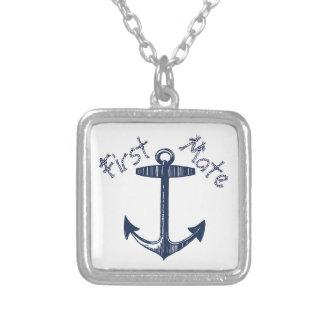 Nautical Navy Anchor Pattern Silver Plated Necklace