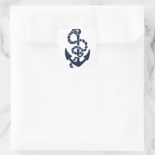 Nautical Navy Anchor Pattern Square Sticker