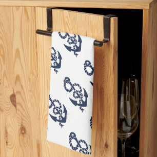 Nautical Navy Anchor Pattern Towel