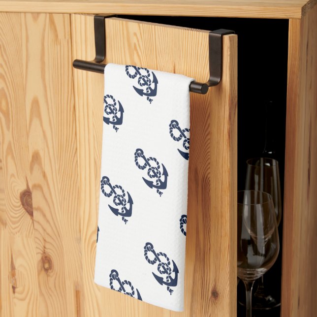 Nautical Navy Anchor Pattern Towel (Thirds Fold)