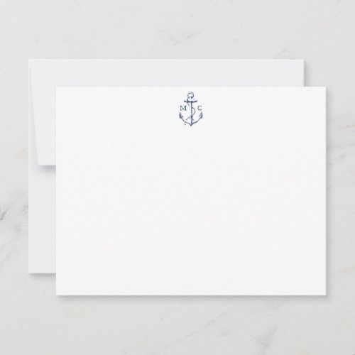 Nautical Navy Anchor Personalized Stationery Note Card