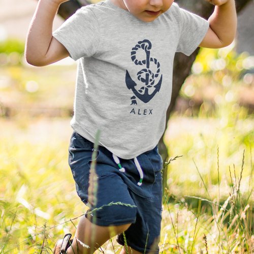 Nautical Navy Anchor Personalized Toddler T_shirt