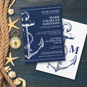 Nautical Navy Anchor Retirement Invitation