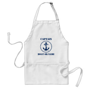 Nautical Navy anchor & Rope Captain or Boat Name Adult Apron
