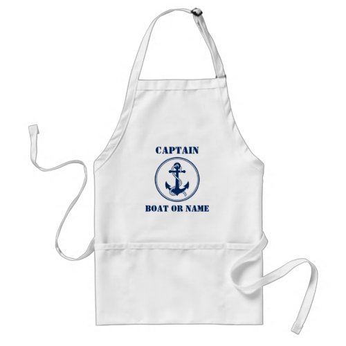 Nautical Navy anchor  Rope Captain or Boat Name Adult Apron