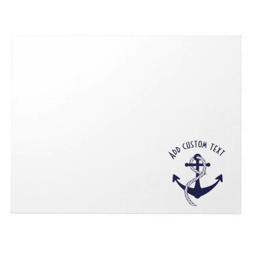 Nautical Navy Anchor  Rope Marine Custom Notepad