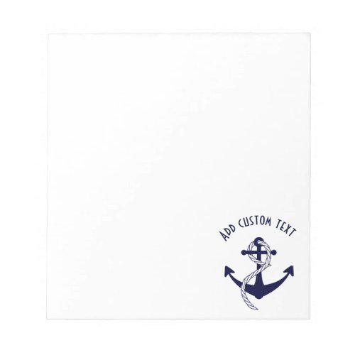 Nautical Navy Anchor  Rope Marine Custom Notepad