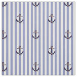 Nautical Navy anchor/rope with blue stripe Fabric
