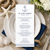 Nautical Navy Anchor Sea Side Wedding Menu