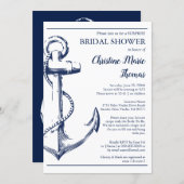 Nautical Navy Anchor Surprise Bridal Shower Recipe Invitation (Front/Back)