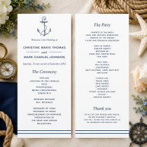 Nautical Navy Anchor Wedding Program