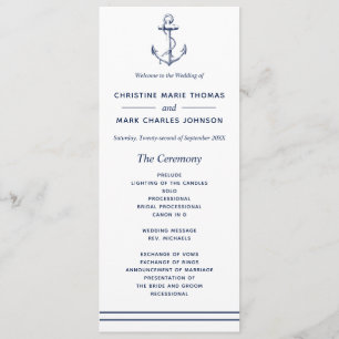 Nautical Navy Anchor Wedding Program