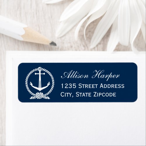 Nautical Navy Anchor Wedding Return Address Label