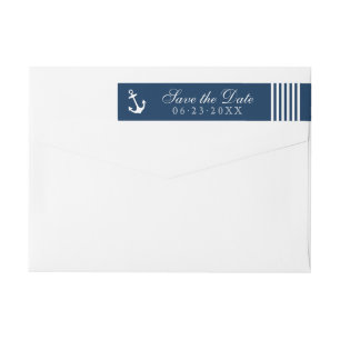 Nautical Navy Anchor Wedding Save the Date Wrap Around Label