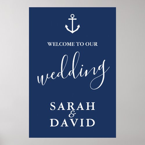 Nautical Navy Anchor Wedding Welcome Sign _ Large