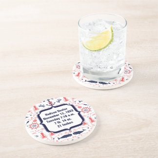 Nautical Navy Anchor,Whale Octopus Pattern Drink Coaster