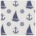 Nautical Navy anchor/wheel/sailboat silhouette Fabric