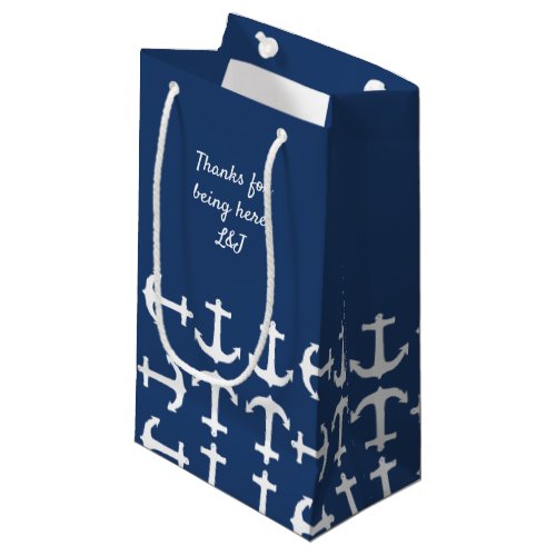 Nautical Navy Anchors Pattern Custom Small Gift Bag