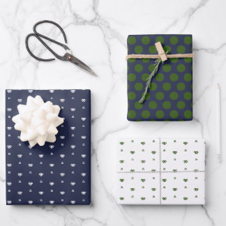 Nautical Navy and Forest Green Wrapping Paper Sheets
