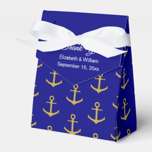 Nautical Navy and Gold Wedding Thank You Favor Boxes